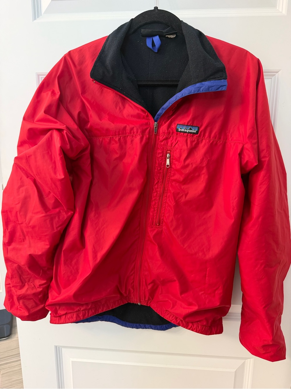 Patagonia Red Windbreaker Jacket with Blue Trim vintage